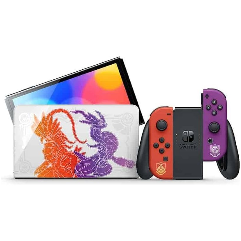 Switch Console, 64GB OLED Scarlet Violet + Red Purple Joy-Con