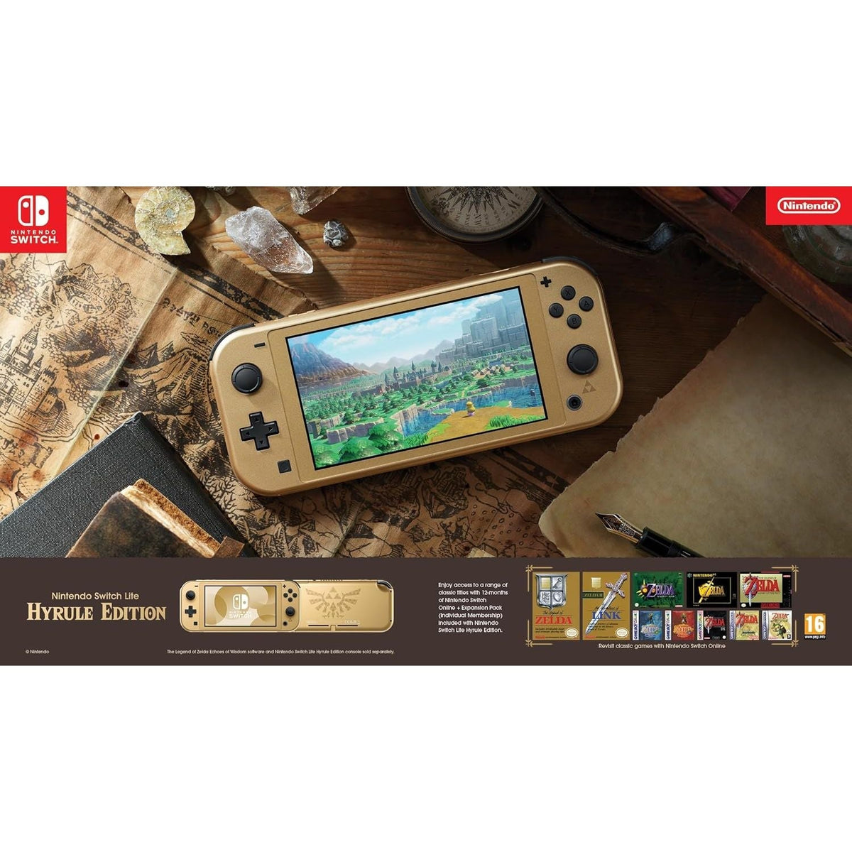 Nintendo Switch Lite: Hyrule Edition + 12 Months Nintendo Switch Online