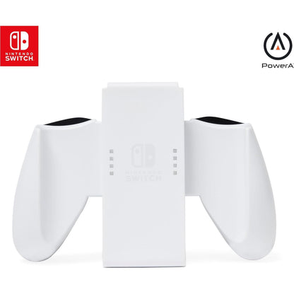 PowerA Joy-Con Comfort Grip for Nintendo Switch & OLED – Rubberised Handle, Secure Sliding Design, Officially Licensed – White