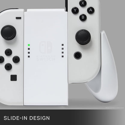PowerA Joy-Con Comfort Grip for Nintendo Switch & OLED – Rubberised Handle, Secure Sliding Design, Officially Licensed – White