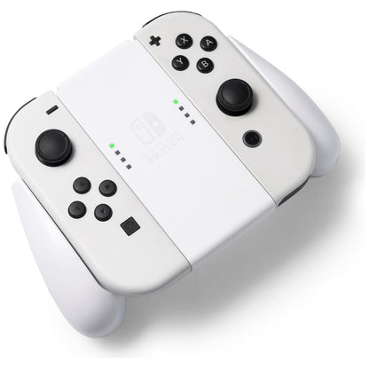 PowerA Joy-Con Comfort Grip for Nintendo Switch & OLED – Rubberised Handle, Secure Sliding Design, Officially Licensed – White