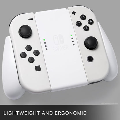 PowerA Joy-Con Comfort Grip for Nintendo Switch & OLED – Rubberised Handle, Secure Sliding Design, Officially Licensed – White