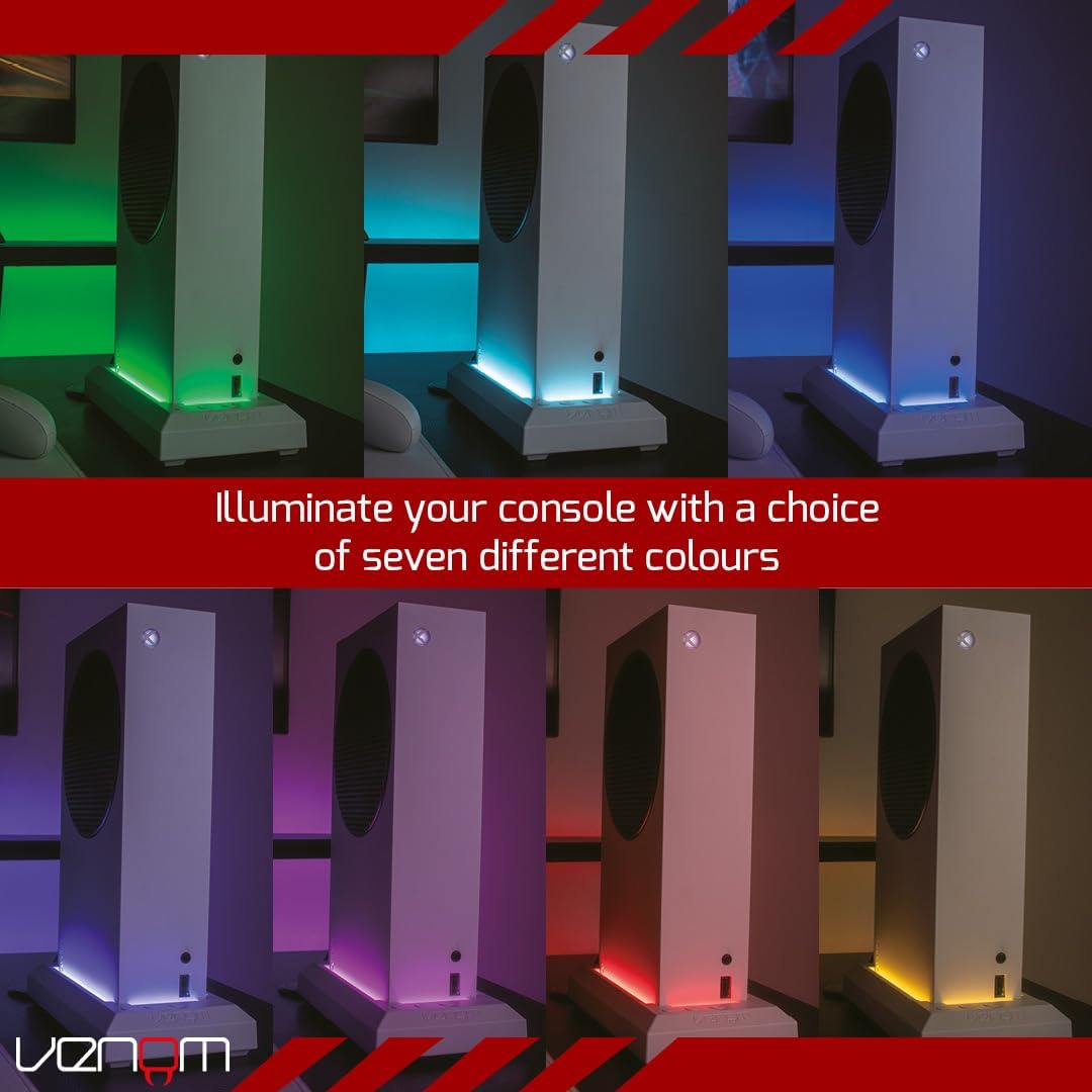 Venom LED Light-Up Console Stand for Xbox Series S | Illuminated Vertical Stand & Cooling Support