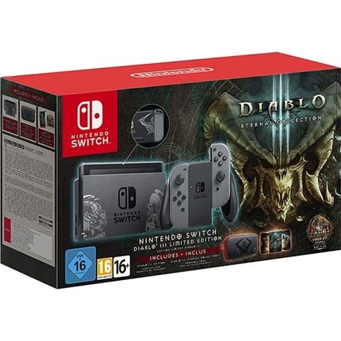 Nintendo Switch Console, 32GB Diablo+Grey Joy-Con, W/Case, Boxed