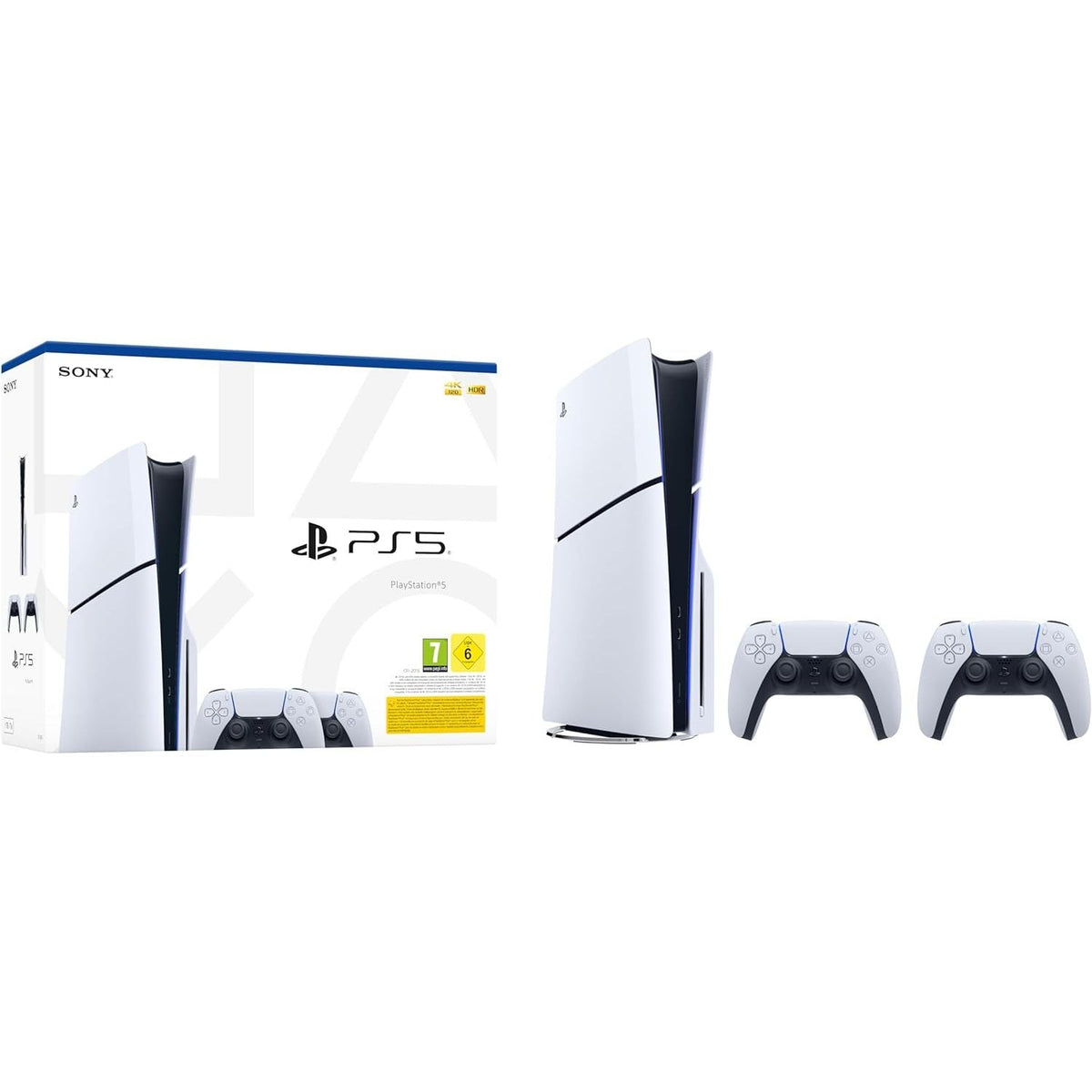PlayStation 5 Slim Disc Console with Two DualSense Wireless Controllers
