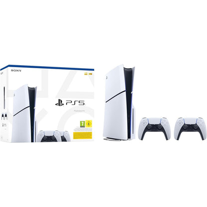PlayStation 5 Slim Disc Console with Two DualSense Wireless Controllers