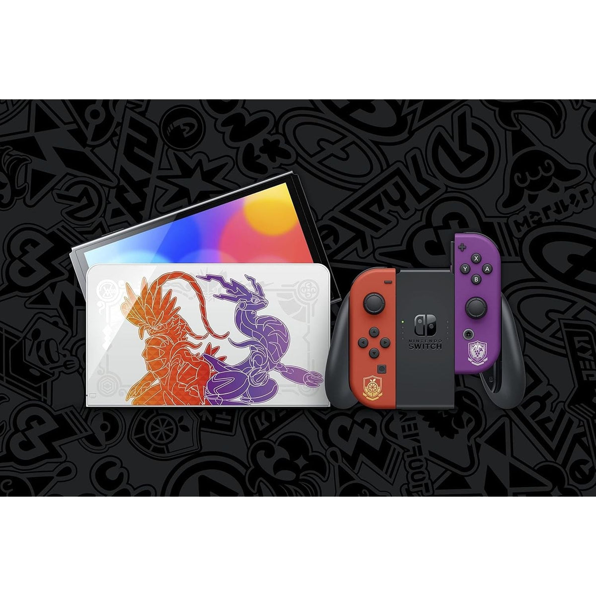 Switch Console, 64GB OLED Scarlet Violet + Red Purple Joy-Con