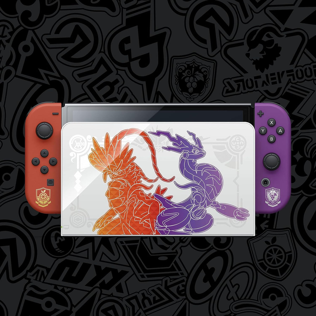 Switch Console, 64GB OLED Scarlet Violet + Red Purple Joy-Con