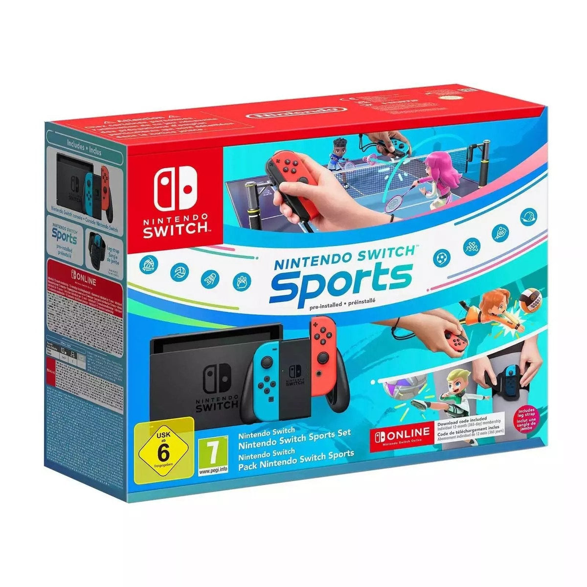 Nintendo Switch Neon Red & Blue Sports & Nintendo Switch Online 12 Month Membership