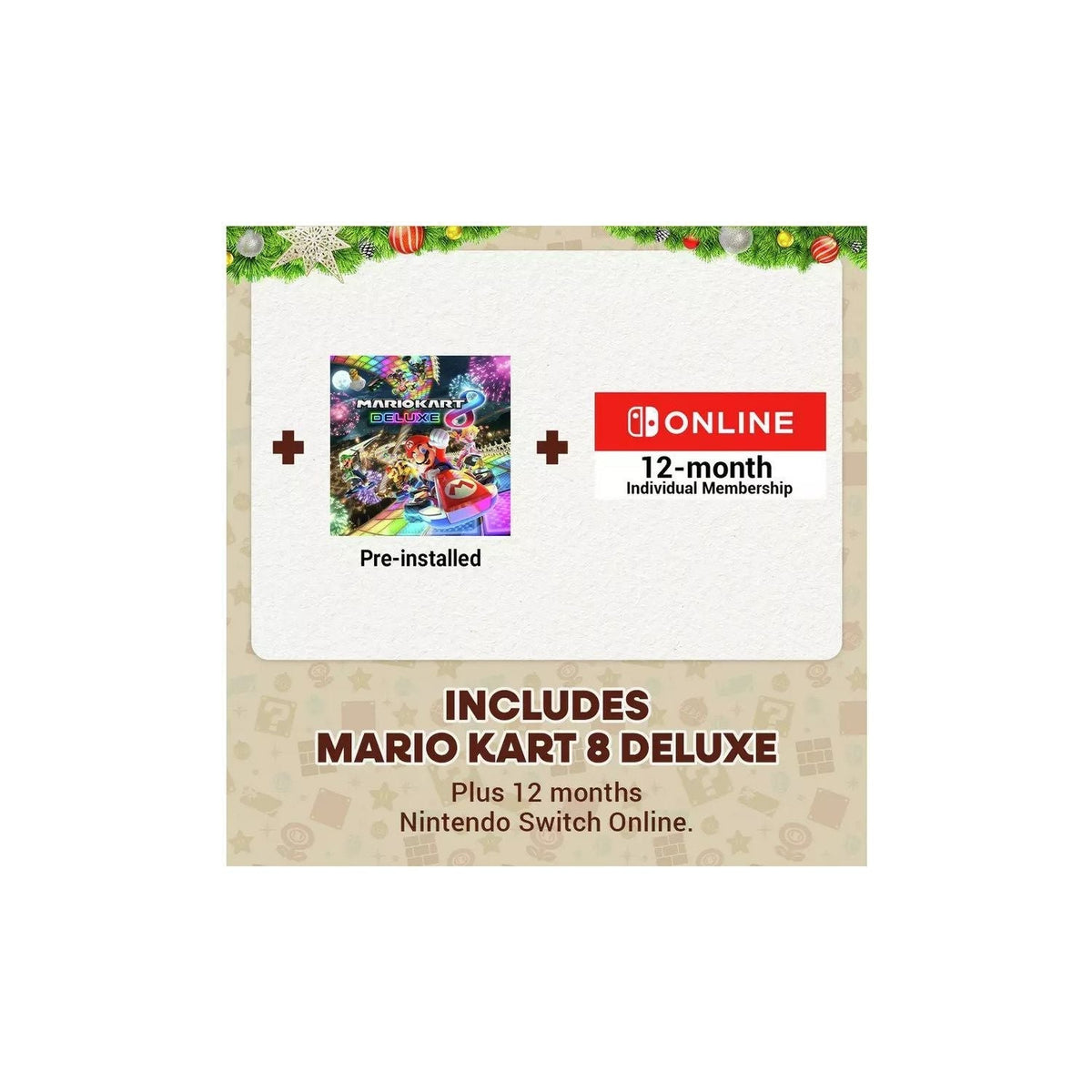Nintendo Switch OLED (White) + Mario Kart 8 Deluxe + 12-Month Nintendo Switch Online Membership