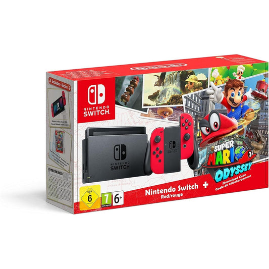 Nintendo Switch Console + Super Mario Odyssey – Red/Rouge Special Edition Bundle