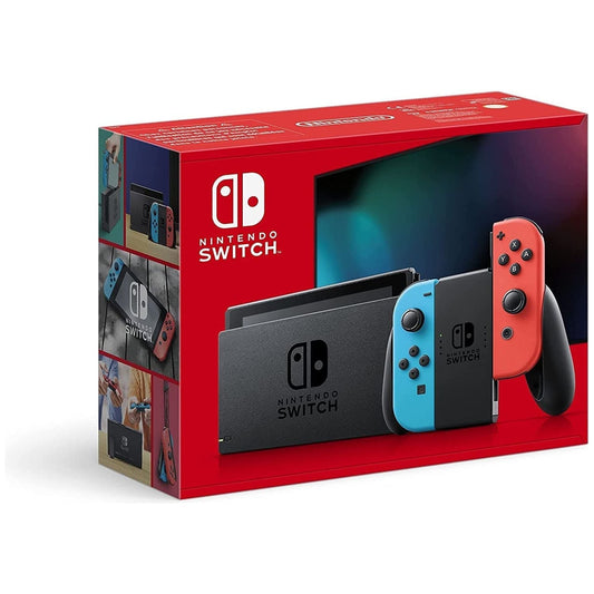 Nintendo Switch 32GB with Neon Red & Blue Wireless Controllers