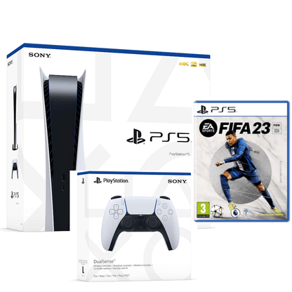 PlayStation 5 Console Disc Edition + With Extra PS5 DualSense Wireless Controller + FIFA 23 PS5 Game (Bundle)