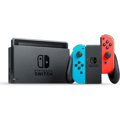 Nintendo Switch 32GB with Neon Red & Blue Wireless Controllers